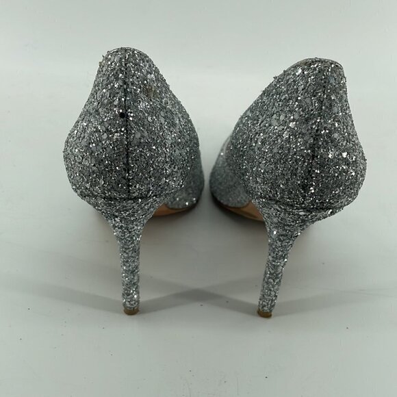 BADGLEY Mischka glitter sparkly silver pump high heel New Years Christmas party - Picture 16 of 16